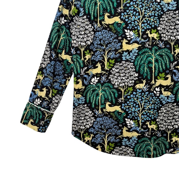 Print Fresh Dashing Deer Print Women’s Piped Organic Cotton Pajama Top Sz XS - Picture 12 of 13